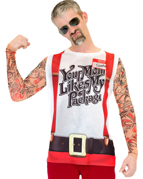 Christmas Tattoos and Suspenders Mens Costume