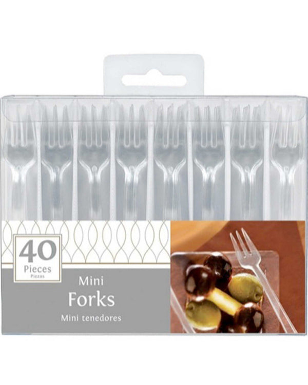 Clear 10cm Mini Plastic Forks Pack of 40