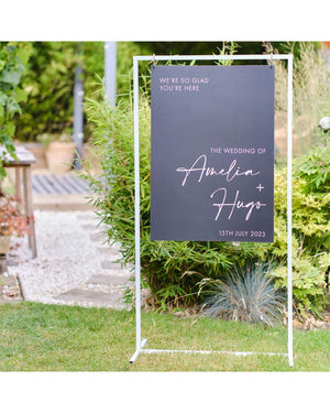Contemporary Wedding White Metal Entrance Sign Stand