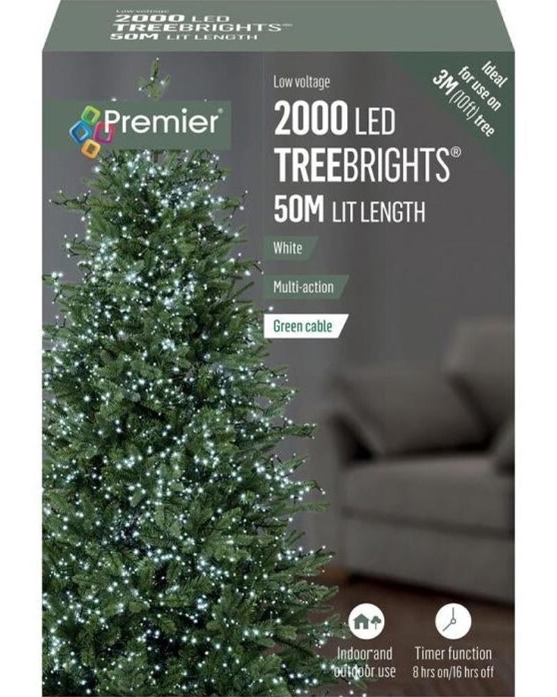Cool White 2000 Piece LED Tree Christmas Lights 50m