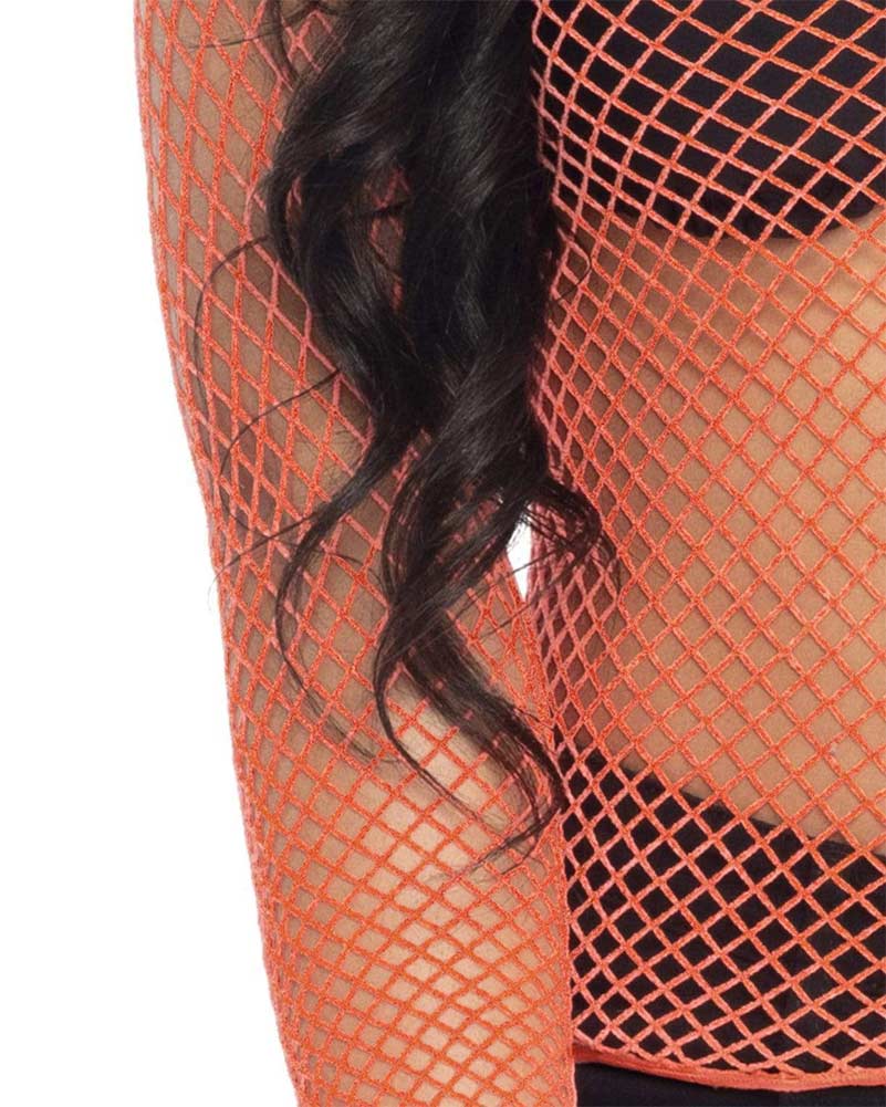 80s Coral Spandex Long Sleeved Net Womens Shirt