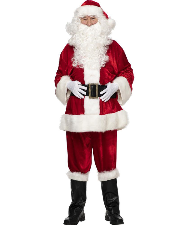 Complete Velour Santa Suit and Accessory Christmas Bundle