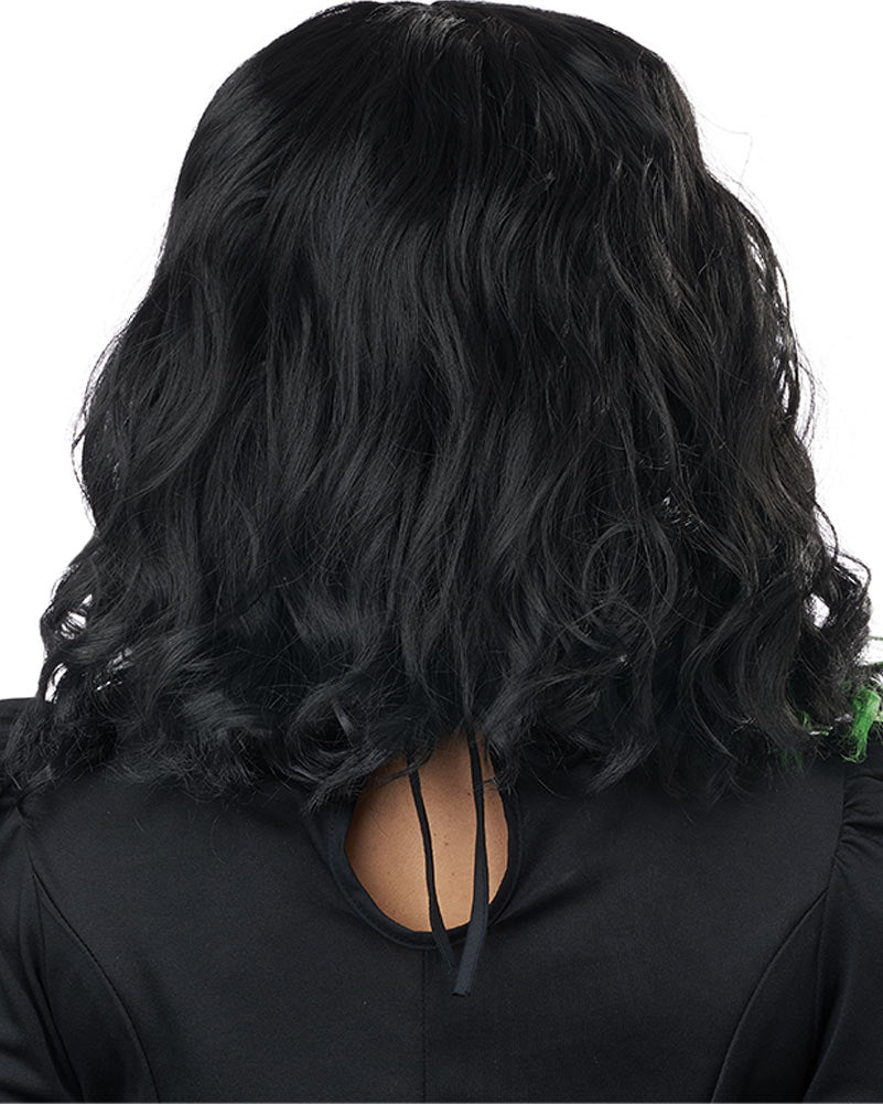 Cute N Crafty Short Black and Green Wig