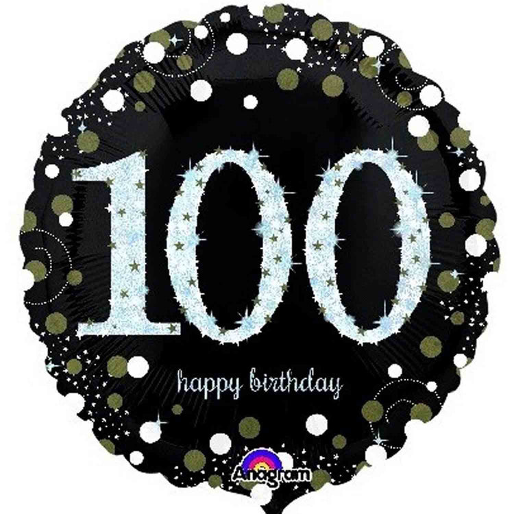 100th Sparkling Holographic Standard Foil Balloon