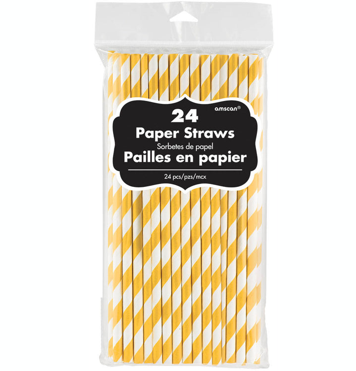 Paper Straws Yellow Sunshine Pack of 24