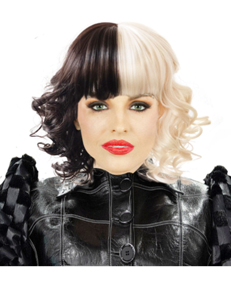 Dalmatian Villain Short Black and White Wig