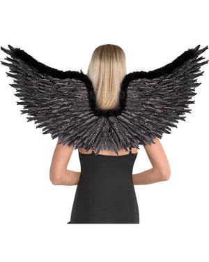 Dark Black Marabou FauFur Feather Angel Wings
