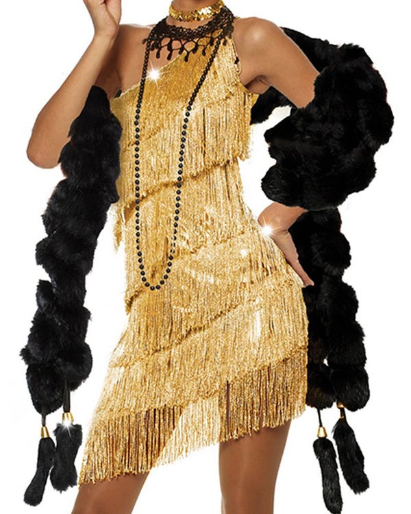 20s Dazzling Gold Flapper Womens Costume