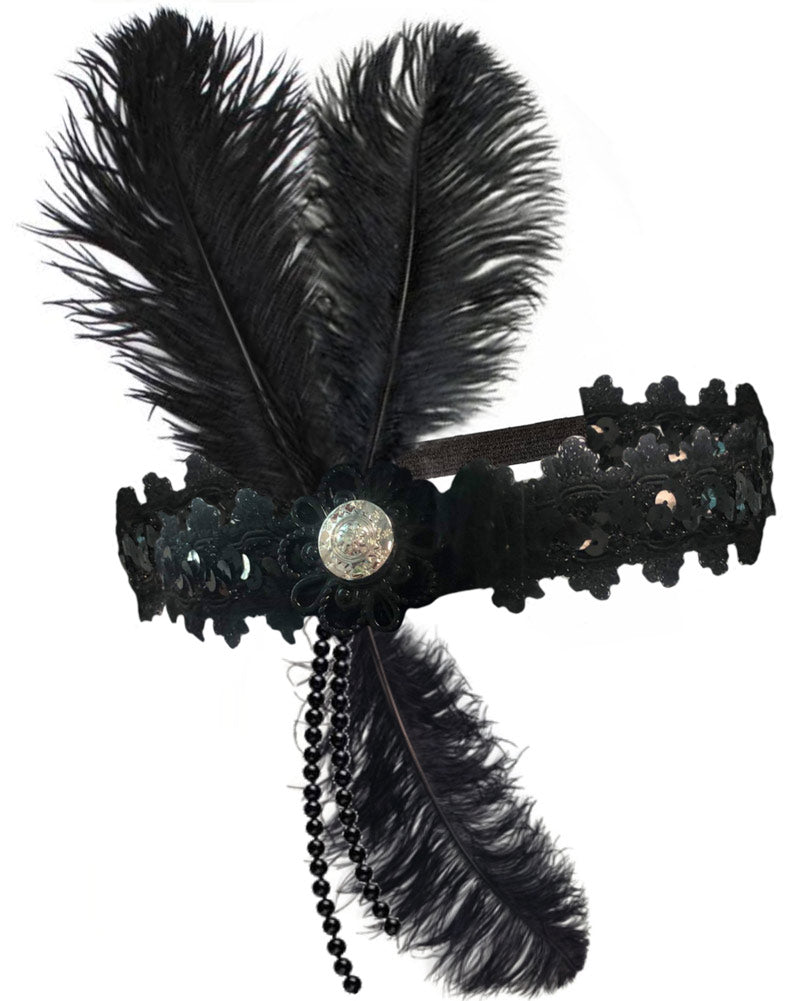 20s Flapper Headpiece Black