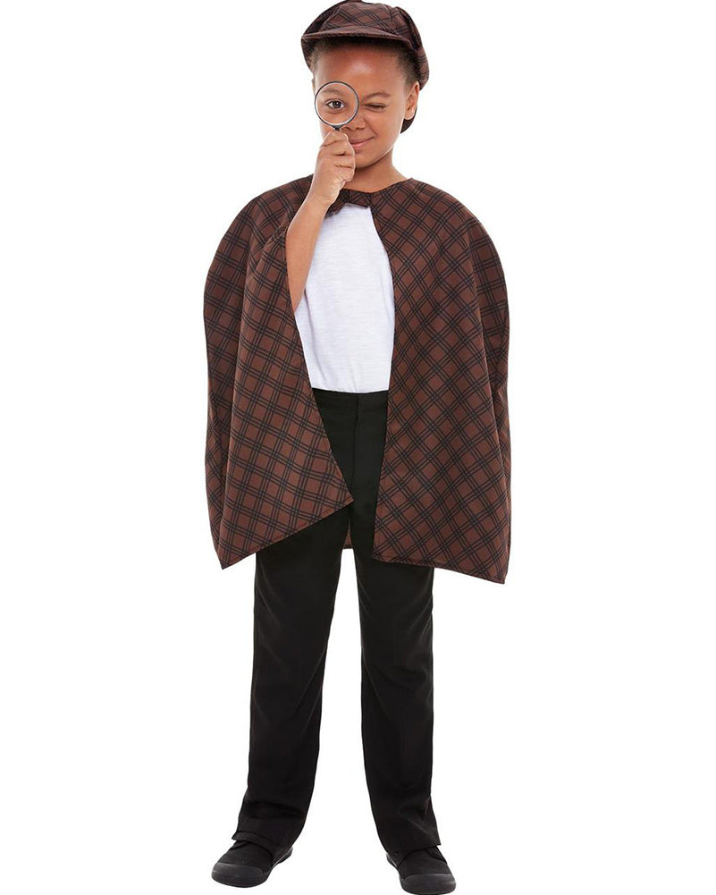 Detective Cape Hat and Magnifying Glass Kids Accessory Set