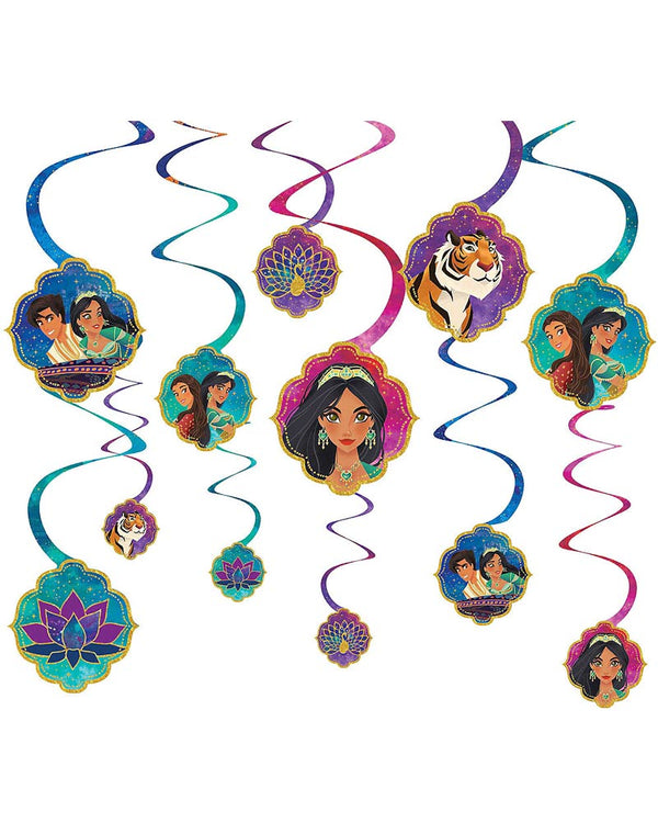 Disney Aladdin Hanging Swirl Decorations Pack of 12