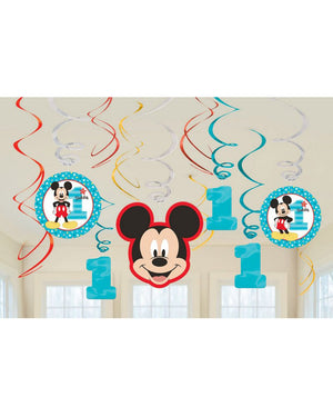 Disney Mickey Fun to Be One Hanging Swirl Decorations Value Pack of 12
