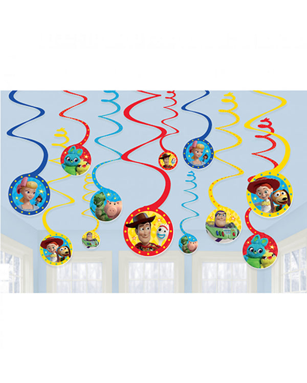 Disney Toy Story 4 Hanging Swirl Decorations Value Pack of 12