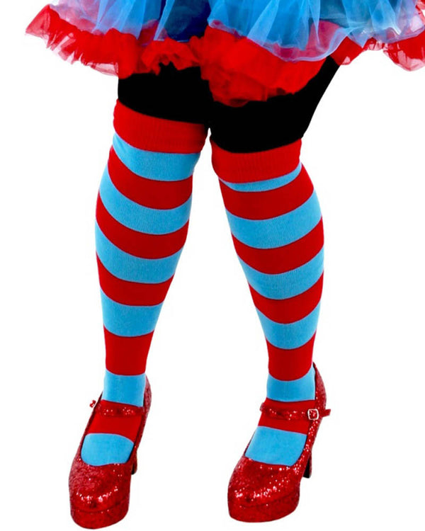 Dr Seuss Thing 1 and 2 Striped Knee High Socks