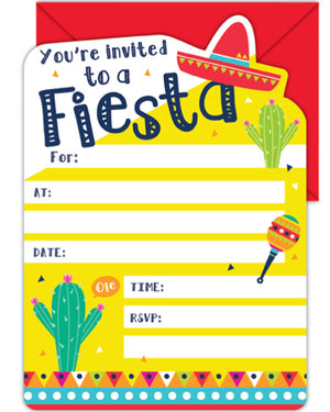 Fiesta Party Invitations And Envelopes Pack of 16