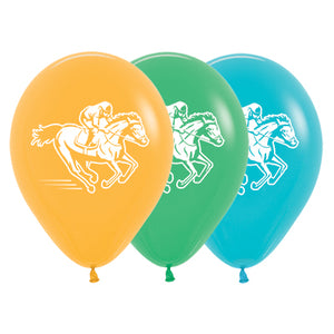 Sempertex 30cm Horse Racing Fashion Mango, Jade Green & Caribbean Blue Latex Balloons, 25PK Pack of 25