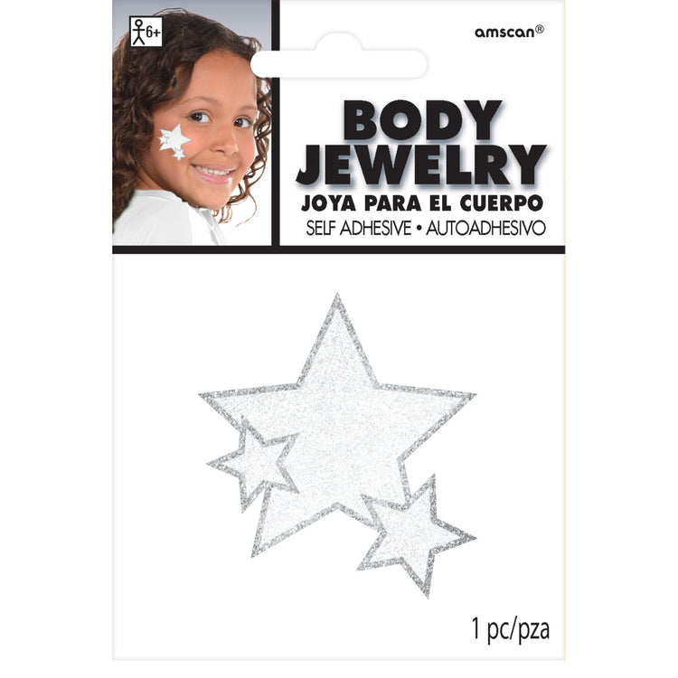Team Spirit Glitter Star Body Jewelry White