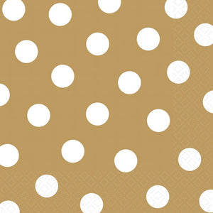 Dots Lunch Napkins Gold Pack of 16