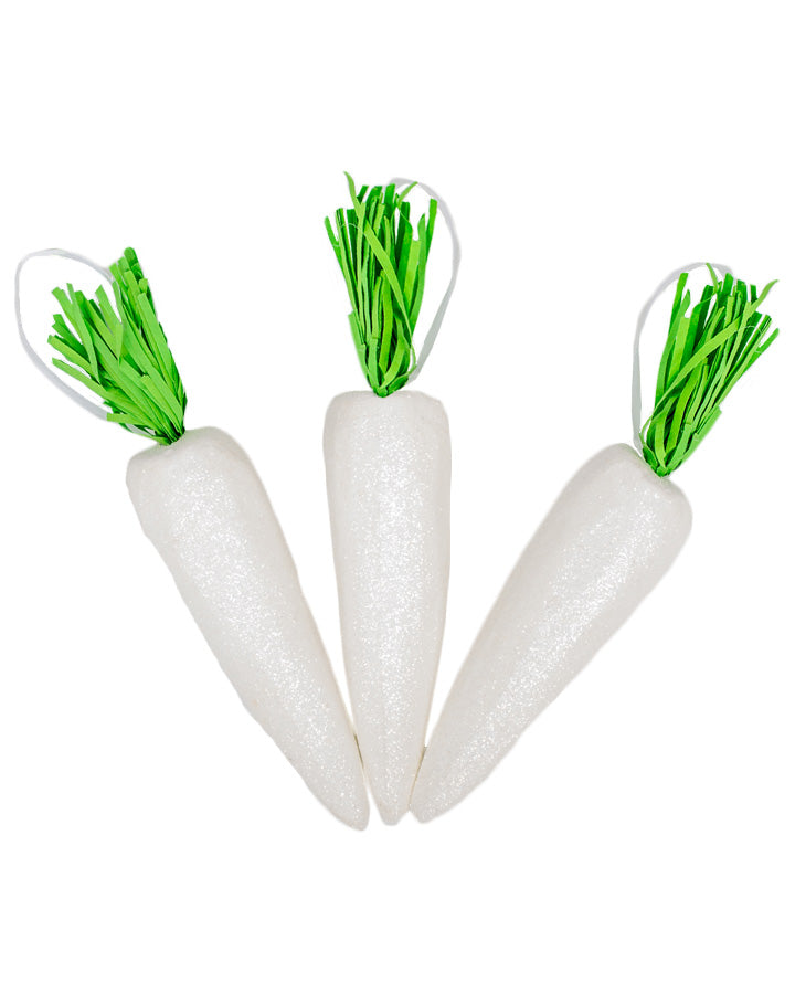 Easter White Glitter Hanging Carrots Pack of 3