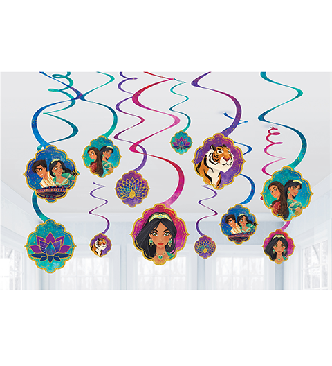 Disney Aladdin Hanging Swirl Decorations Pack of 12