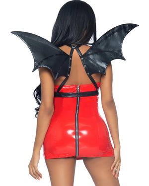 Faux Black Leather Bat Wing Body Harness