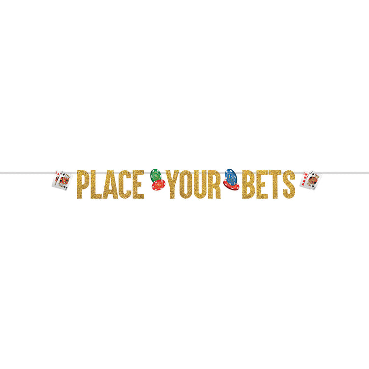 Roll The Dice Casino Ribbon Glittered Letter Banner Place Your Bets