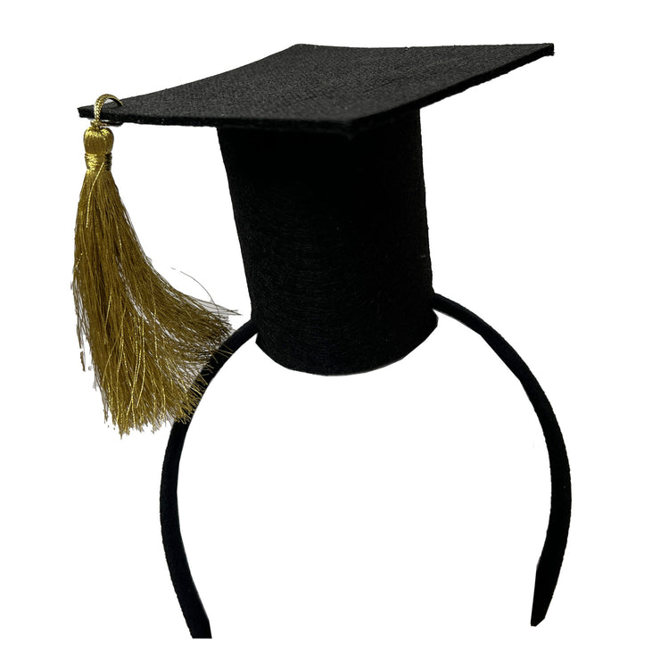 Graduation Black and Gold Fabric Mortarboard Headband