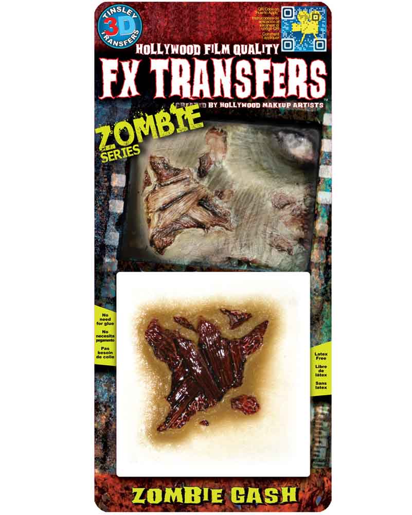3D Zombie Gash FX Appliance Transfer Prosthetic Wound