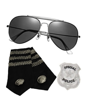Glasses Epaulets and Badge Police Set