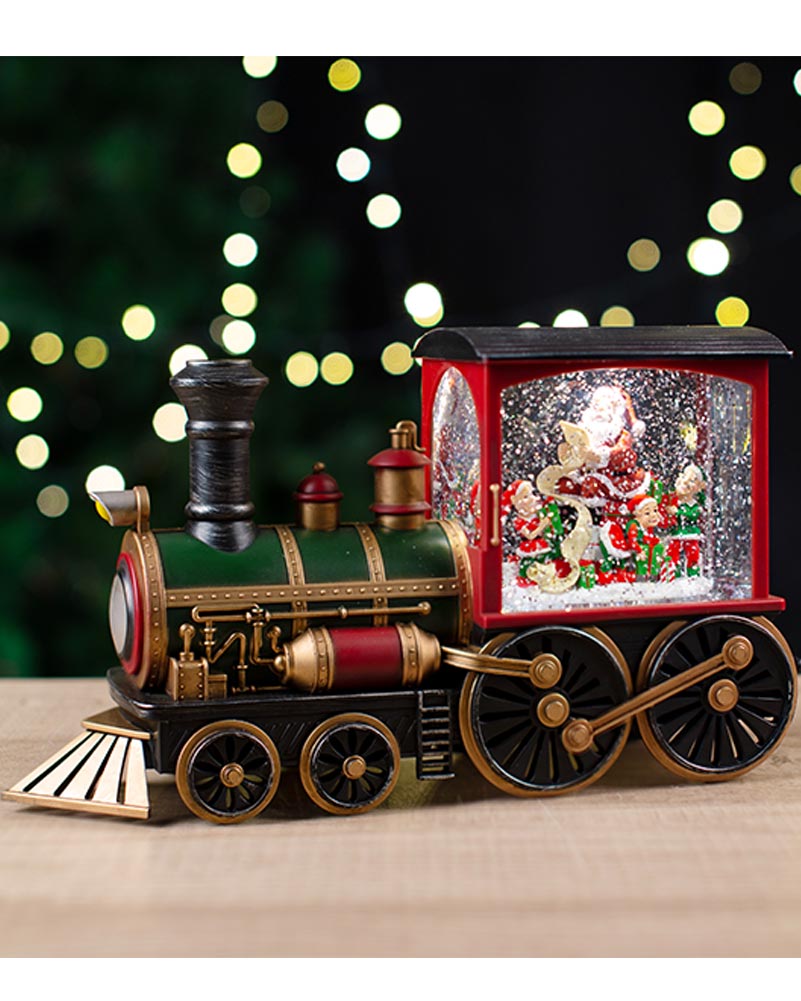 Christmas Glitter Swirl Santa Train Engine 31cm