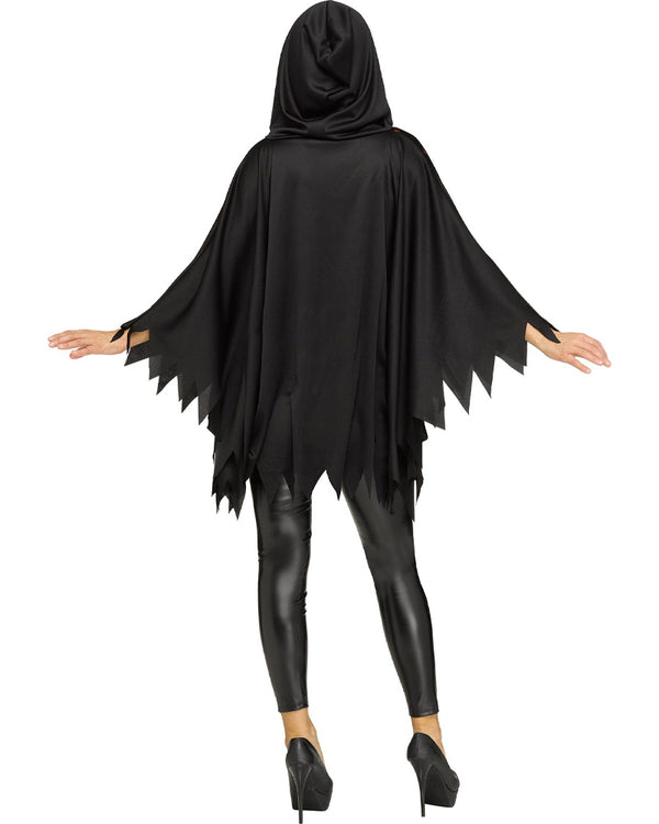 Glittering Ghost Face Poncho Womens Costume