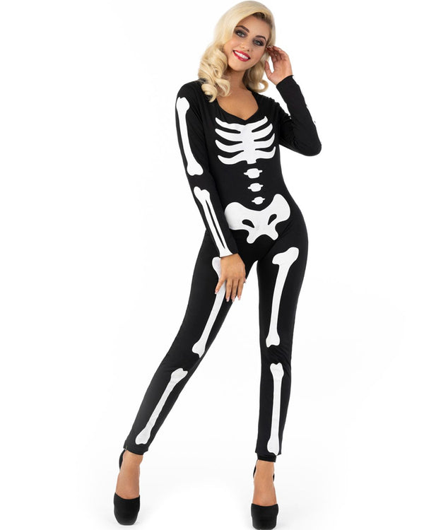 Glow in the Dark Skeleton Bodysuit Womens Costume