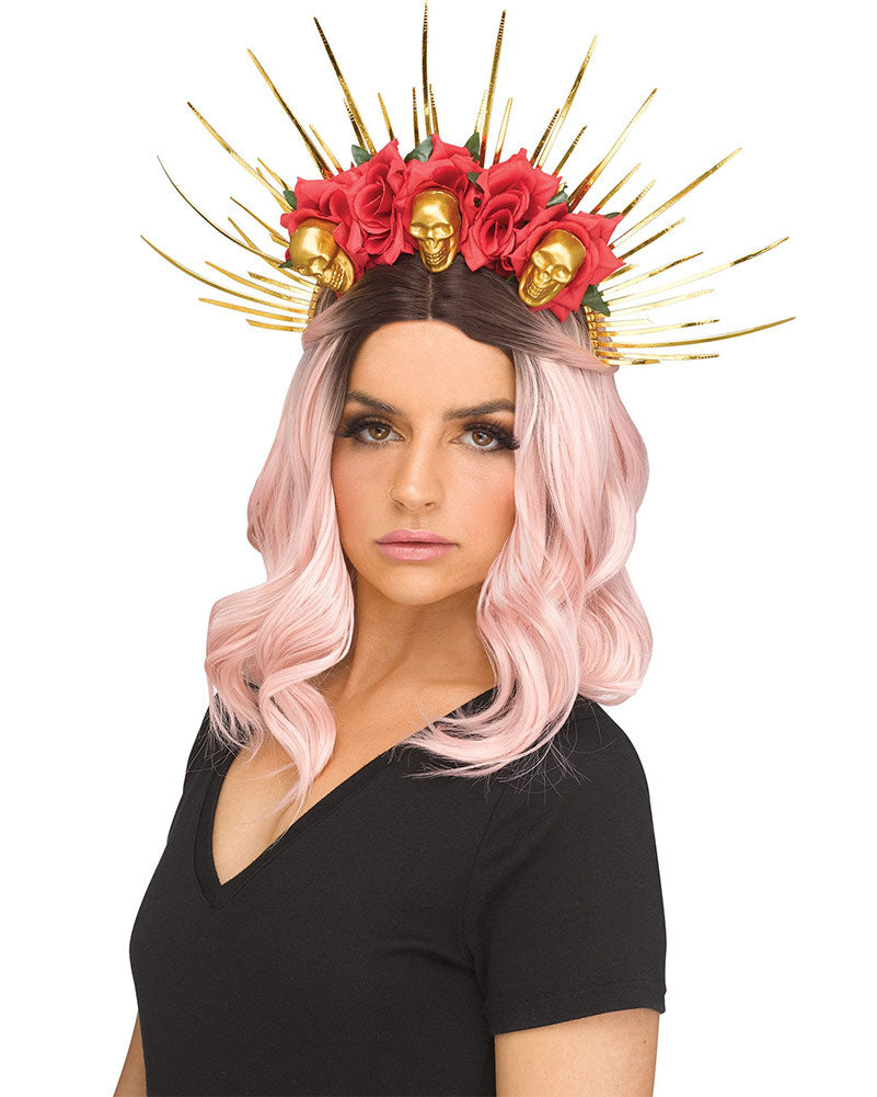 Gold and Red Skull Rose Crown