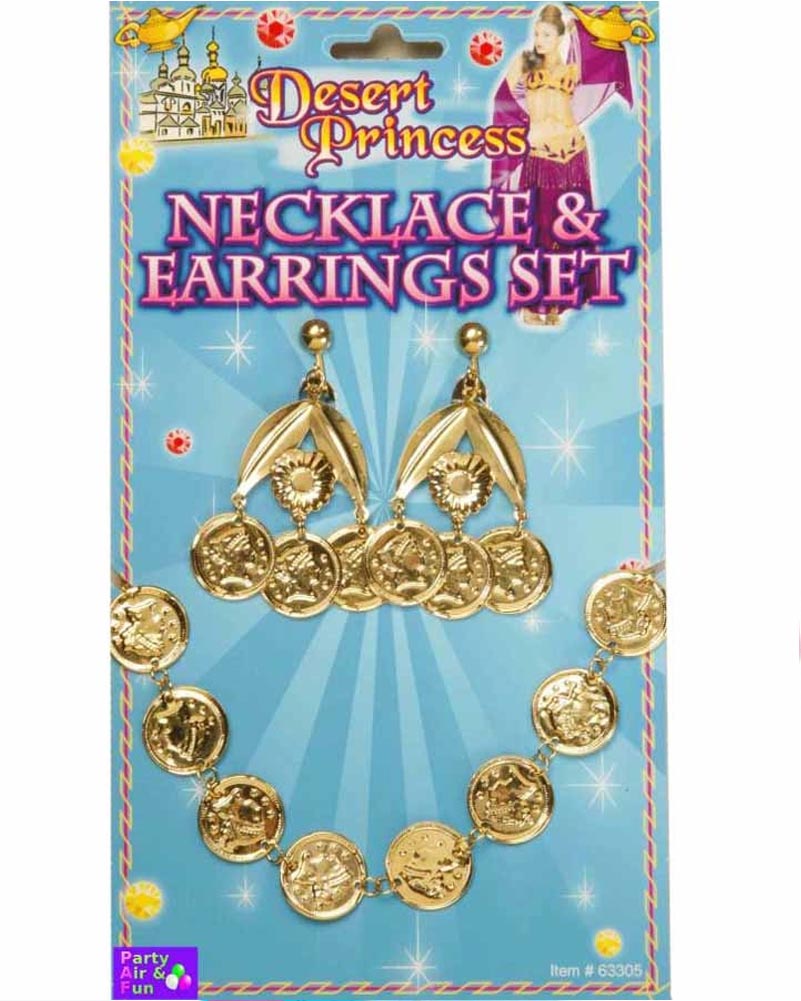 Gold Coin Necklace and Earrings