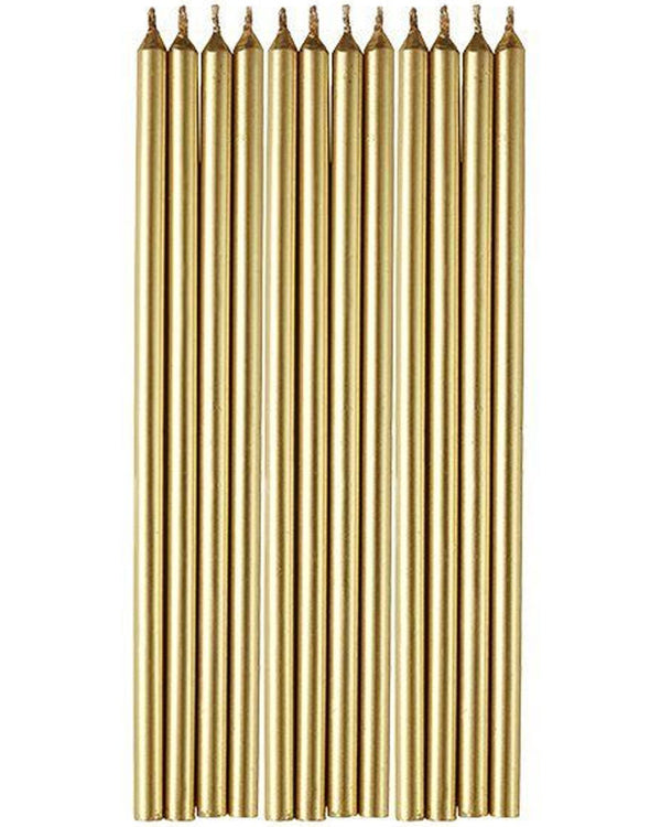 Gold Dinner Candles Pack of 12