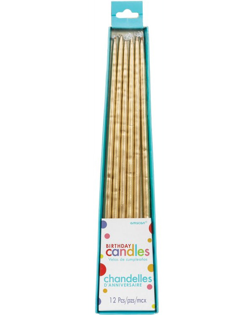 Gold Dinner Candles Pack of 12