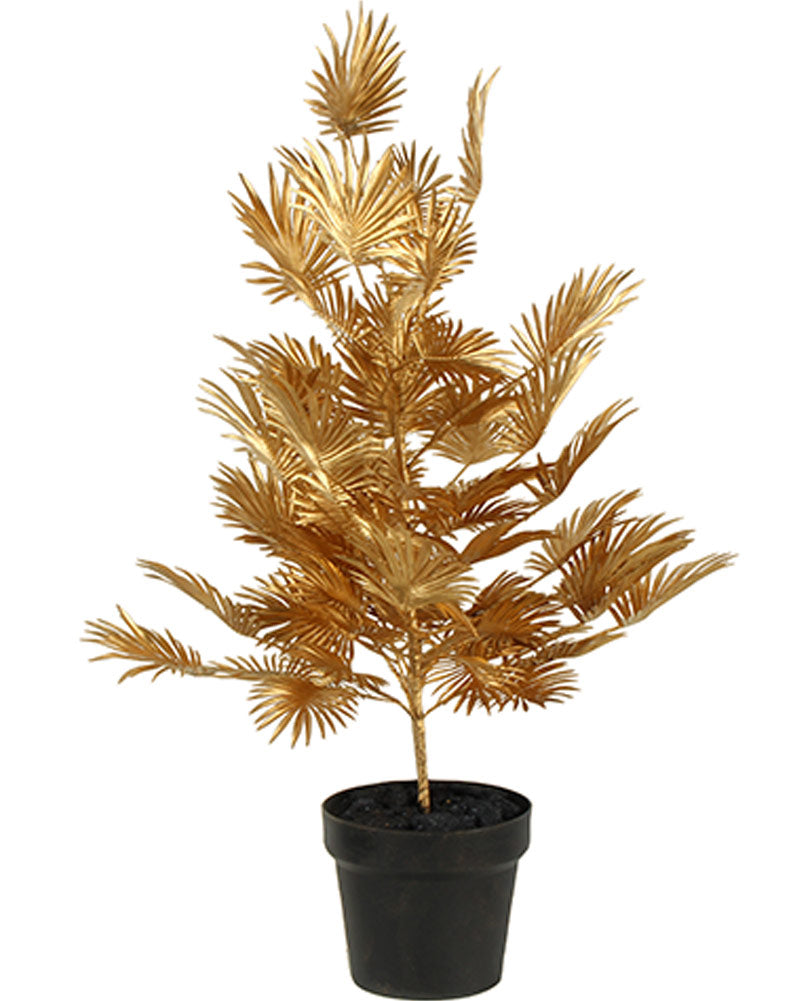 Gold Artificial Fan Palm In Pot 80cm