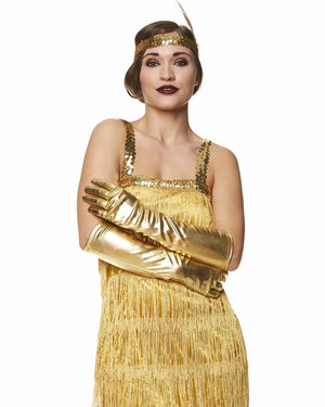 20s Gold Flapper Dress Womens Costume