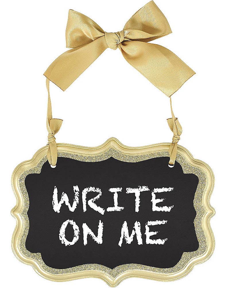 Christmas Gold Glitter and Bow Small Chalkboard Sign