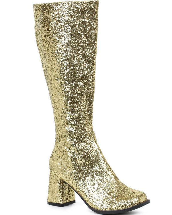 Gold Glitter Go Go Womens Boots