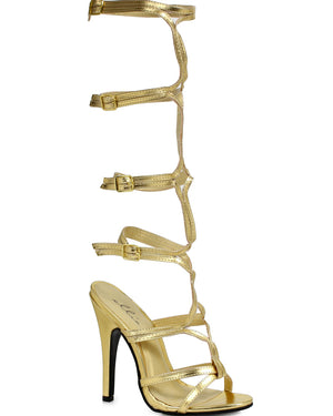 Gold Greek Heel Womens Shoes