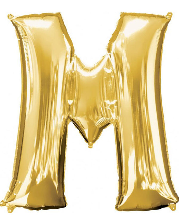 Gold Letter M Supershape 86cm Balloon