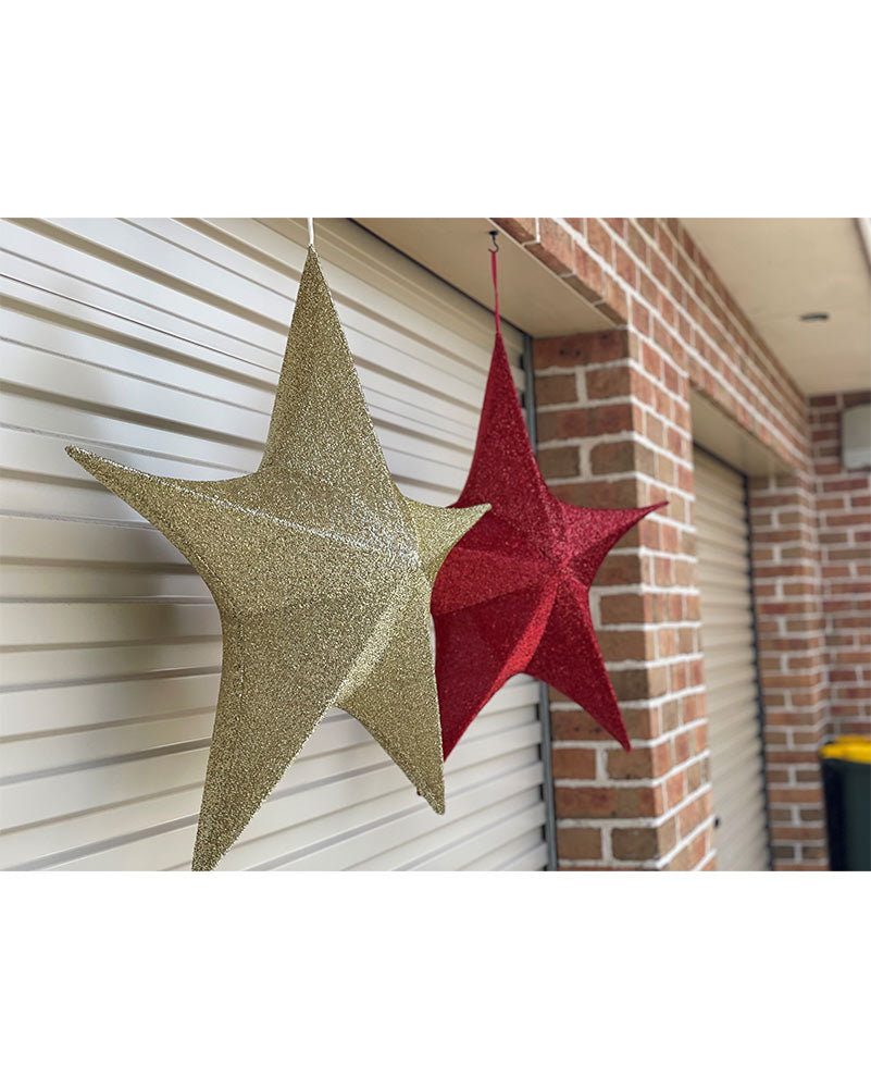 Gold Pop-Up Tinsel Star 80cm