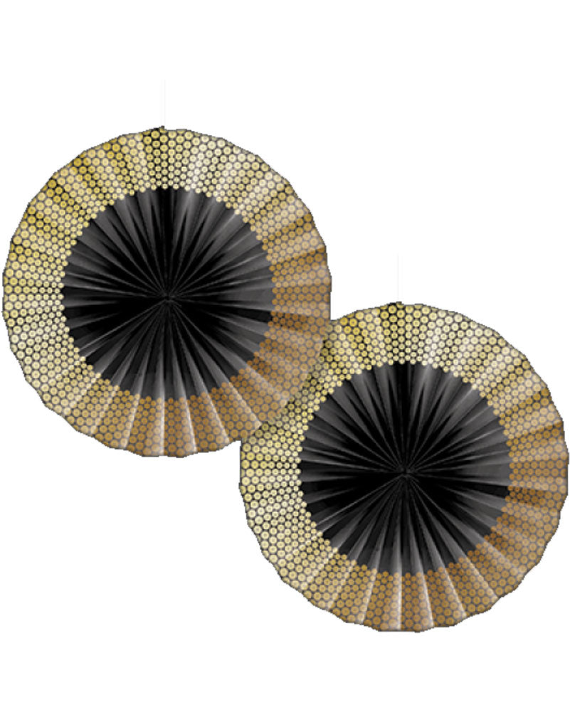 Golden Gala Paper Fans Pack of 2