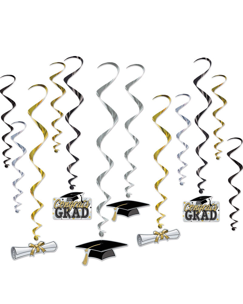 Graduation Hanging Swirl Decorations Pack of 6
