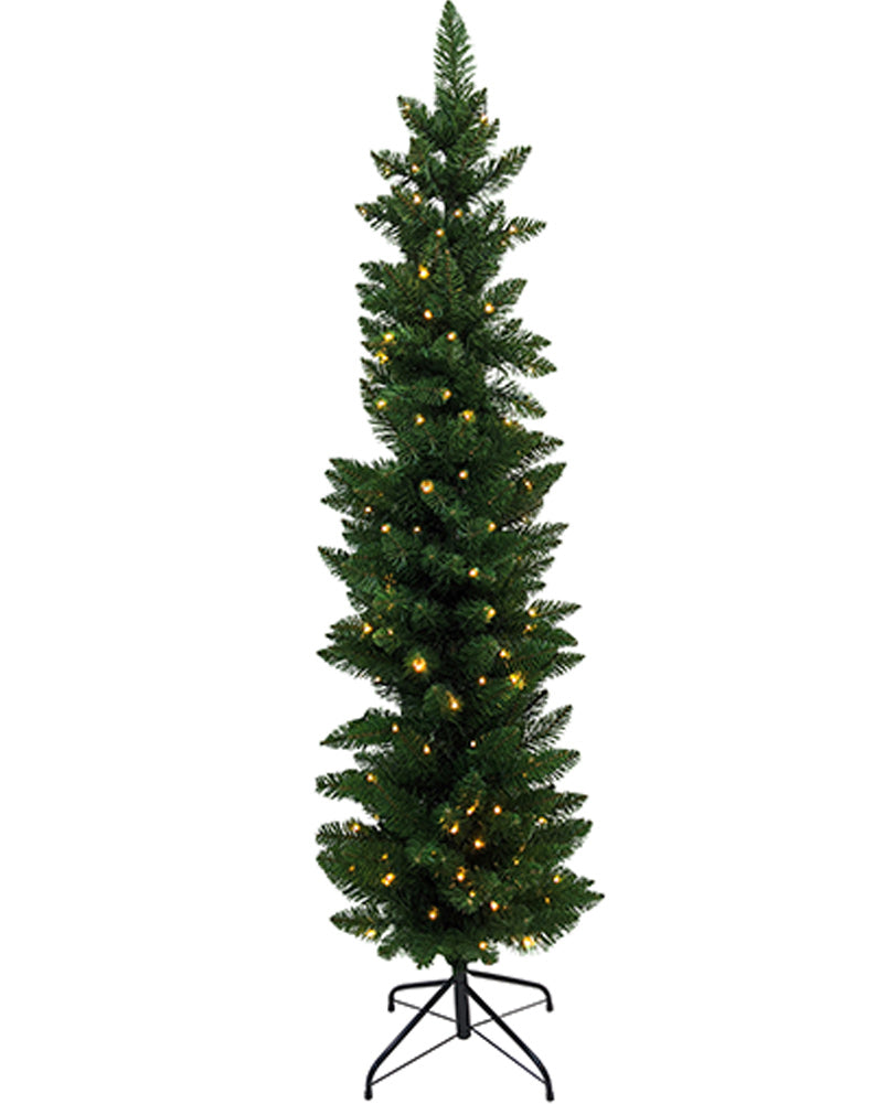 Green Deluxe Prelit Scandi Skinny Christmas Tree 1.8m