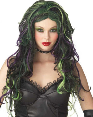 Green Purple and Black Witches Wig