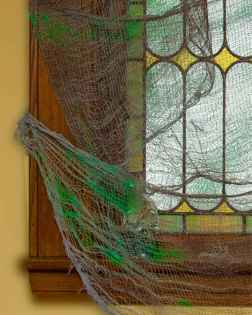 Grey and Green Gauze Drape Curtain 2.4m