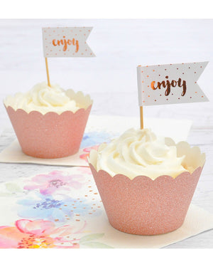 Rose Gold Glitter Cupcake Wrappers Pack of 12