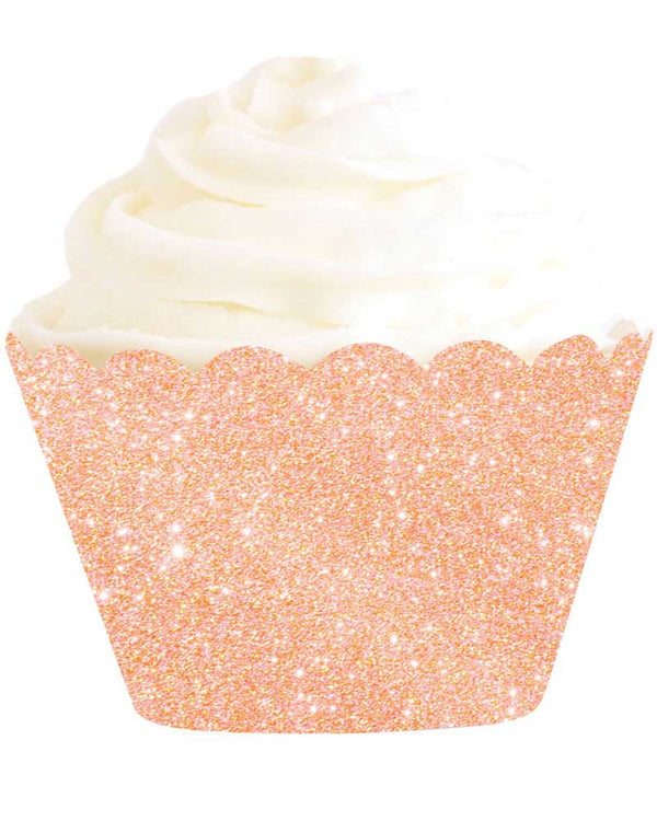 Rose Gold Glitter Cupcake Wrappers Pack of 12